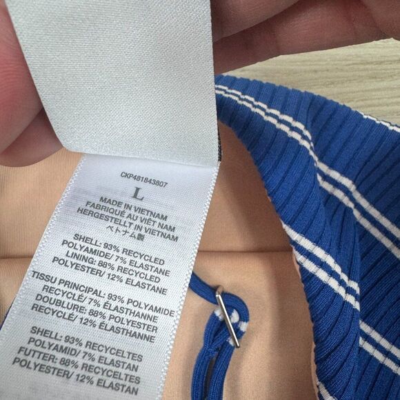 Madewell One Shoulder Striped One Piece Swimsuit Womens Large Blue White - Picture 6 of 7